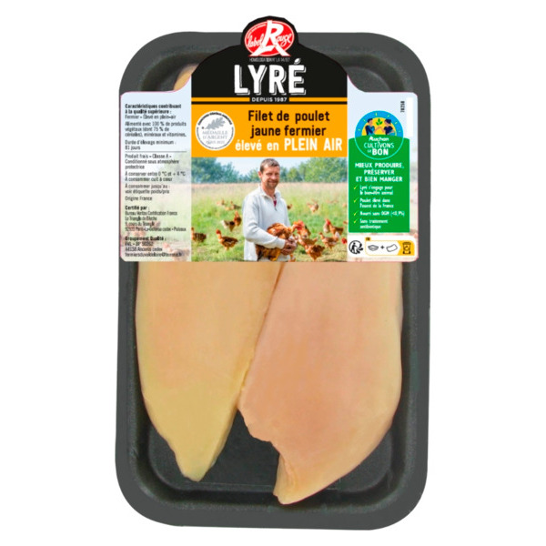  Filets De Poulet Fermier Lyré Label Rouge Filière Auchan "Cultivons Le Bon" code EAN 0263212000000 