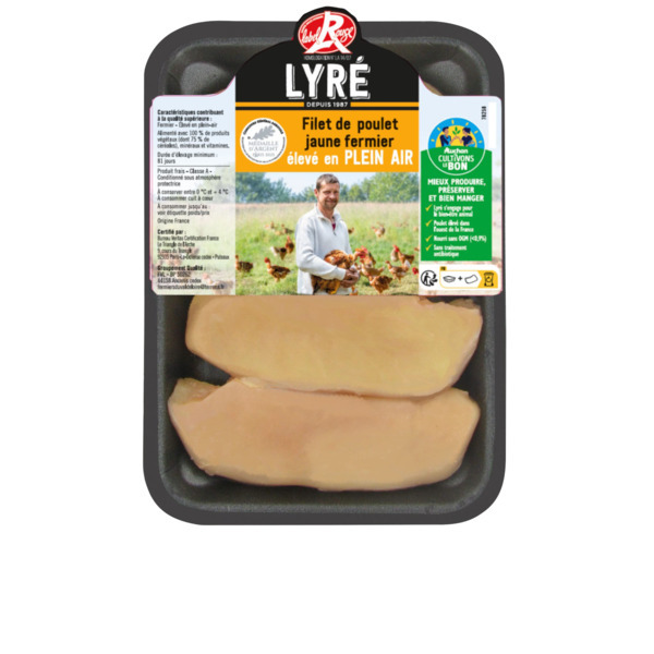  4 Filets De Poulet Fermier Lyré Label Rouge Filière Auchan "Cultivons Le Bon" code EAN 0263217000000 