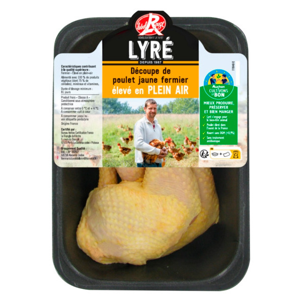  4 Cuisses De Poulet Fermier Lyré Label Rouge Filière Auchan "Cultivons Le Bon" code EAN 0263223000000 
