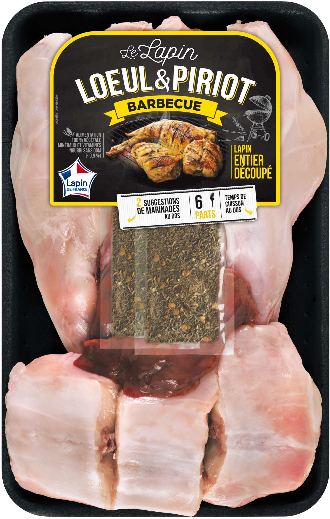 LAPIN ENTIER DECOUPE BARBECUE