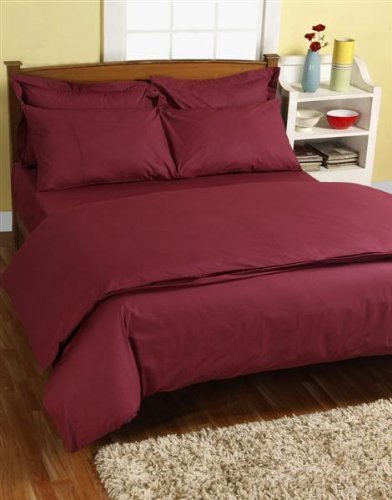 Drap housse uni couleur prune pour 1-2 personne...