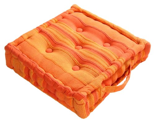 Homescapes Coussin de chaise ou réhausseur orange en 100% coton de 40 x 40 x10 cm appartenant à la collection "stripes" code EAN 0508040025132 