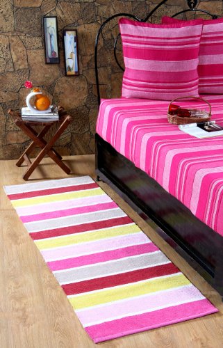 - tapis de couloir à rayures - chenille 100% co...
