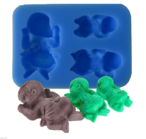 FSC 3 bébés endormis sur le ventre moule en silicone , Ustensiles de cuisson Moule Tray Moule à gâteau / sucrerie / Jelly / Glace / Cookie code EAN 0519481527321 