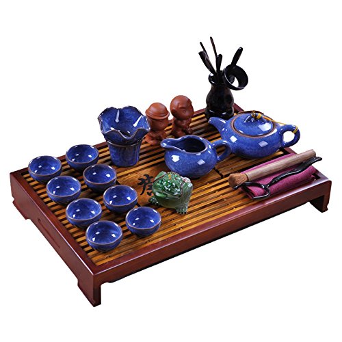 ufengke?-ts Bleu foncé Fissure De Verglas Kung Fu Service À Thé avec plateau de thé 0519838944306 (0519838944306)