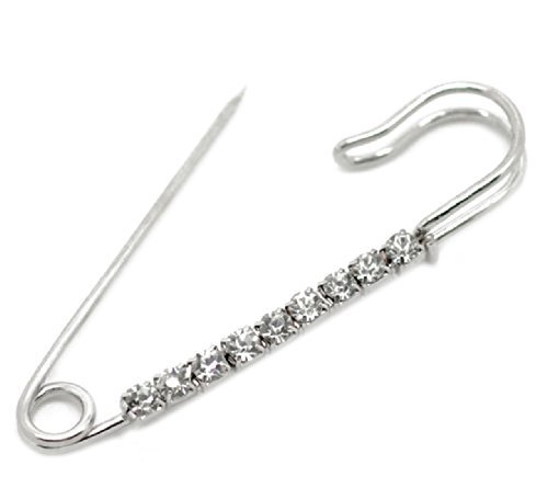 10 epingles de nourrice incrustes strass blanc ...