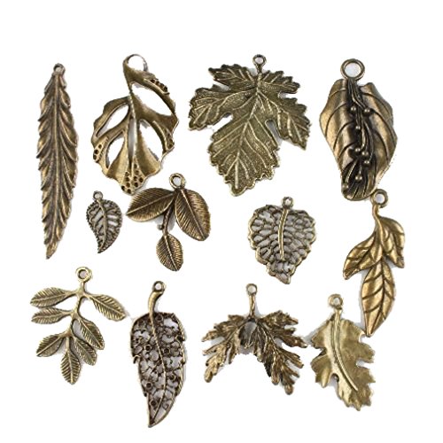 24x Breloques Assorti Feuilles Vintage Bronze A...