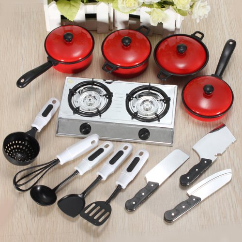 SYG_FR KIT de 13pcs Jouet de Cuisine Cuisinière Casserole Pot Couteau Enfant Enducation code EAN 0521575116403 