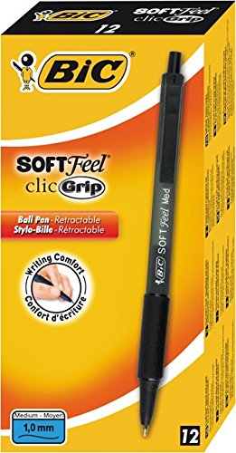 Bic Lot de 12 stylos à bille Soft Feel Clic Gri...