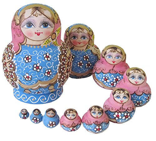 Lot de 10 poupées russes populaires faites main...