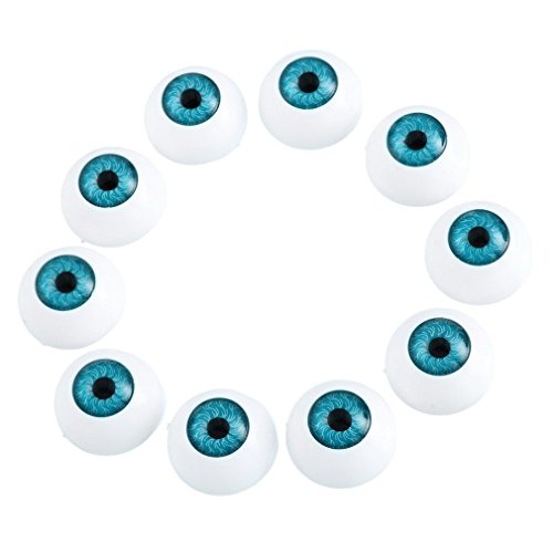 Bleu plastique ronde yeux pour poupee lot de 10pcs