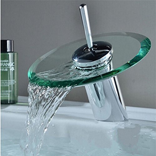 Inchant robinets mitigeur ronde verre bec cascade salle de bain robinet d'évier Chrome Terminer baignoire mitigeur de lavabo Vanity code EAN 0600380179541 