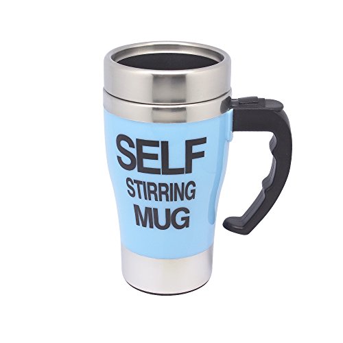 dreamtop 350 ml Mug avec mélangeur automatique automatique électrique Tasse à café cadeau bouteille d'eau bureau maison extérieur en acier inoxydable bleu 0600649368785 Dreamtop