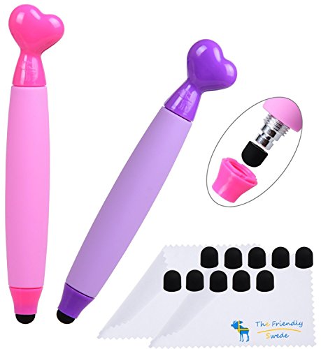 Stylets Tactiles The Friendly Swede (lot De 3) - Pointe Microfibre Remplaçable, 18.5 Cm - Compatible Tous écrans Capacitifs