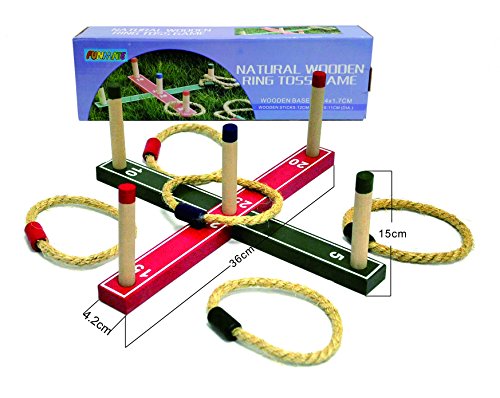FUNMATE Funmate Natural Wooden Quoits Ring Toss Game Hoopla Set 0600736665339 (0600736665339)
