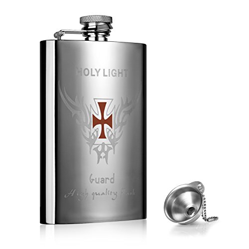 Homestia Flasque argenté à whisky inox à motif de croix sculpter 5oz avec entonnoir code EAN 0600740128226 