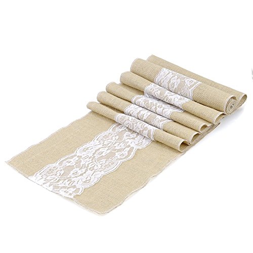 XKS® Chemin de Table Jute Nappes Dentelle Décor...