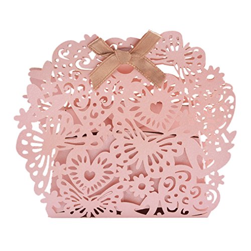 Sac boite de gateau dessert pliable motif papil...