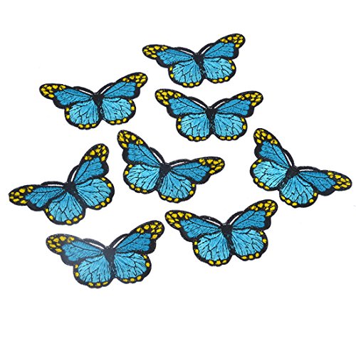 Écusson brodé patch thermocollant papillon bleu...