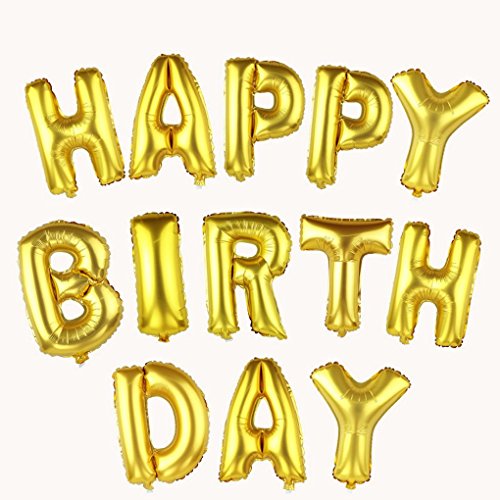 Ballon gonflable lettres happy birthday pour anniversaire fete enfant couleur dore 1set 0600977666669 Souarts