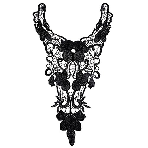 Col en dentelle broderie floral couture appliqu...