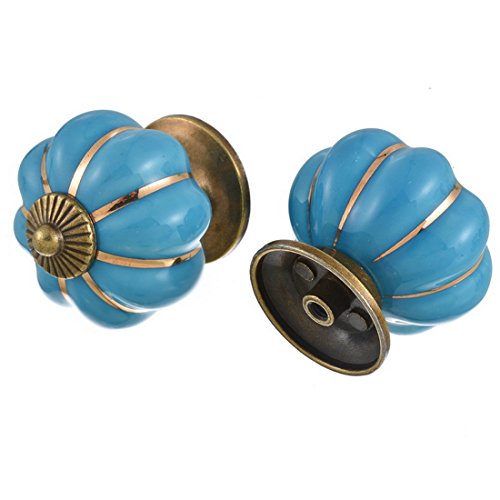 Poignée bouton céramique forme citrouille décor...