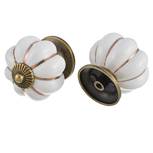 Poignée bouton céramique forme citrouille décor...