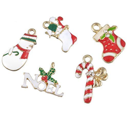 Lot de 5pcs style noël pendentifs breloques enamel diy bijoux accessoires 0600977705504 Souarts