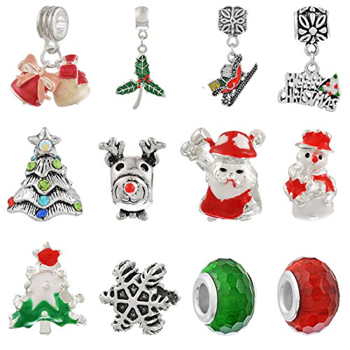 Lot de 12pcs mixtes style noël pendentif charms...