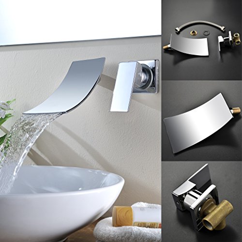 Modèle t-chrome elégant robinet de lavabo cascade murale chrome montage appareil de contemporaine robinet bassin evier d'eau chaude et froide 0600988806665 KINSE Modèle t-chrome elégant robinet de lavabo cascade murale chrome montage appareil de contemporaine robinet bassin evier d'eau chaude et froide 0600988806665 KINSE