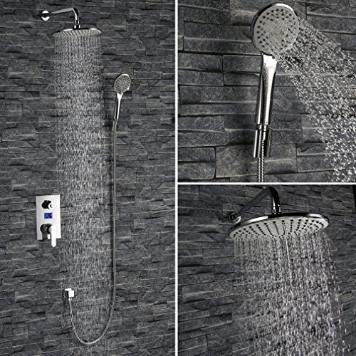 Kinse® Unité Sets de Douche Encastrée Elégant Numérique LCD Affichage de l'heure de la Température et Douche Encastré Set Douche à main + Pommeau de Douche Etc. 0600988806931 KINSE Kinse® Unité Sets de Douche Encastrée Elégant Numérique LCD Affichage de l'heure de la Température et Douche Encastré Set Douche à main + Pommeau de Douche Etc. 0600988806931 KINSE