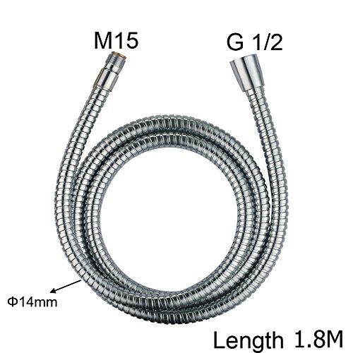 Replacing RP 180 cm Tuyau flexible de douche remplacement de chrome cuisine pulvérisateur douchette extractible rinçage tuyau de pulvérisation m15 1/2" écrou conique pour les vannes inox code EAN 0601116144093 