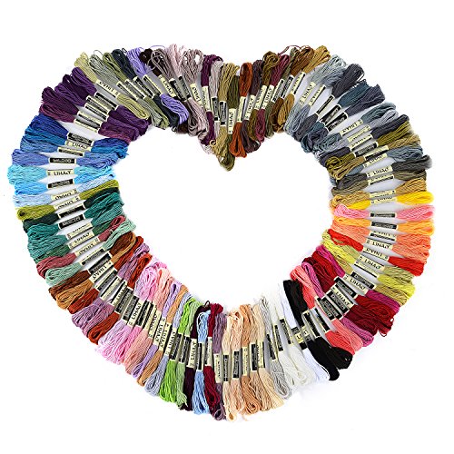 Fils à Broder, LIHAO Lot de 100 échevelles Fils...
