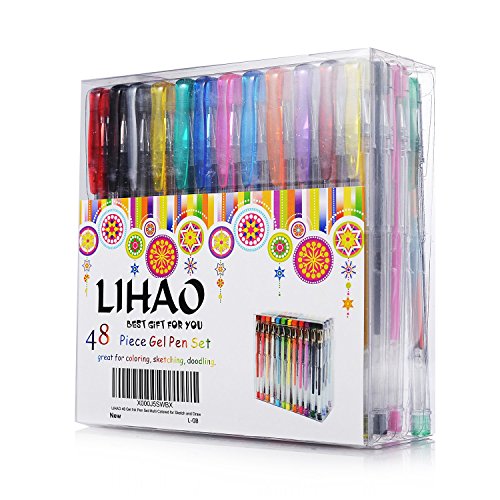 Stylos Gel Couleur, LIHAO 48 pièces Stylos Bill...