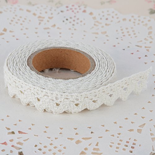 manyi MANYI DIY Rouleau Ruban Dentelle Décoratif Adhésif Autocollant Galon Masking Tape washi 25mm Tissu en coton beige (Blanc) code EAN 0601308120492 