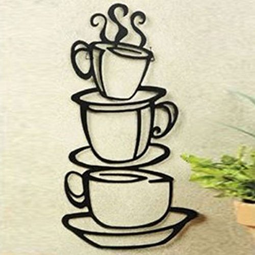 38x21cm Café Coupe Autocollants Mur Maison Stic...
