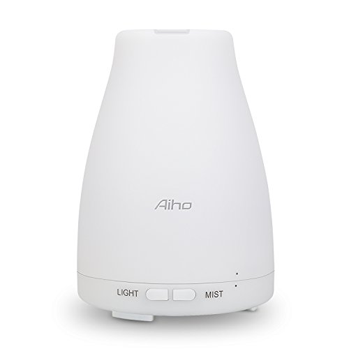 Aiho 100ml diffuseur d'huiles essentielles, purifier l'air avec 7 couleurs led lampe d'ambiance, arrêt automatique quand il y a peu d'eau, silencieux et ultrasonique, parfait pour la chambre, le bureau, etc. ad-p5 0601629275963