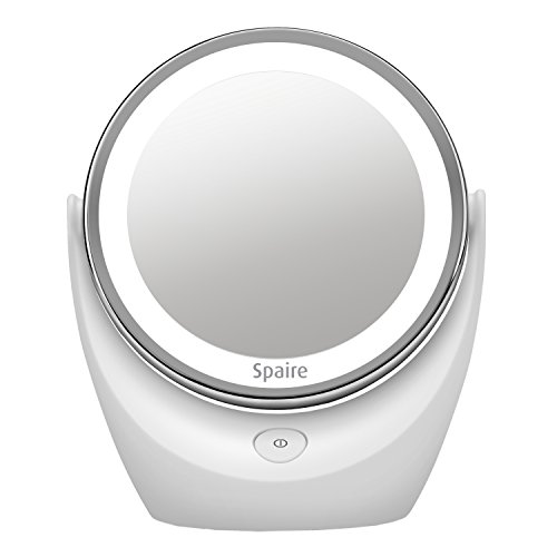 Spaire Miroir maquillage double visage led miroir 360º tournant miroir - lumineux grossissant 10x wireless tour pour la salle de bain, rasage, chambre et voyage, etc(avec batterie) code EAN 0601629289625 