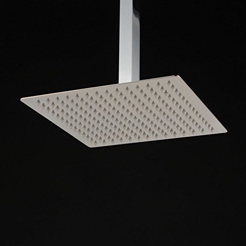 Aothpher Tête de douche carrée en acier inoxydable - effet pluie pomme de douche, cascade style, conçu avec élégance, chromée haute polonais, ultra fin, Acier inoxydable, 30,5 cm code EAN 0601913274962 
