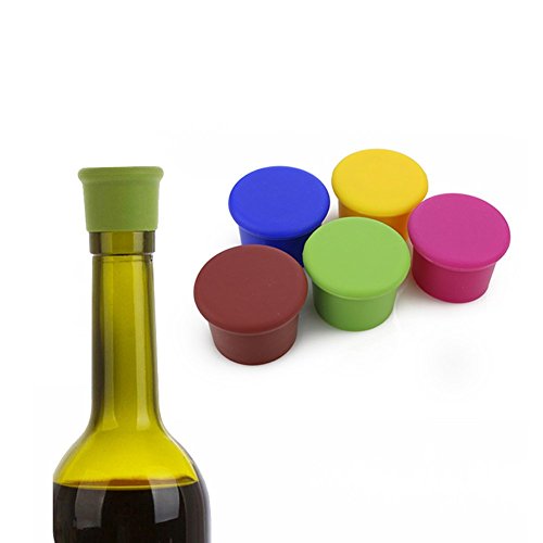 Lot de 5 bouchons à vin silicone - bouchon de b...