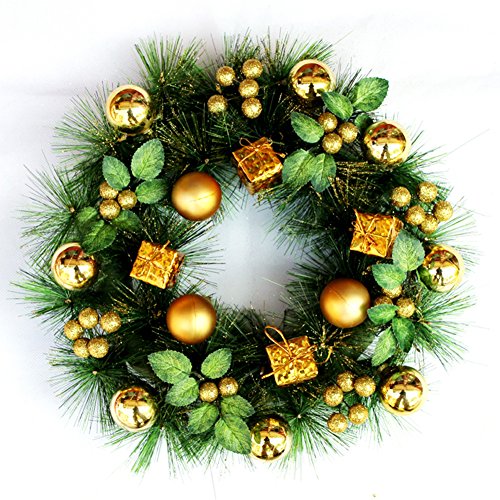 Couronne noel 30cm avec fleurs et accessoires d...