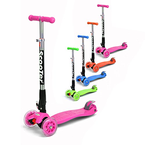 Trotinette 3 roues pu clignotant roue scooter p...