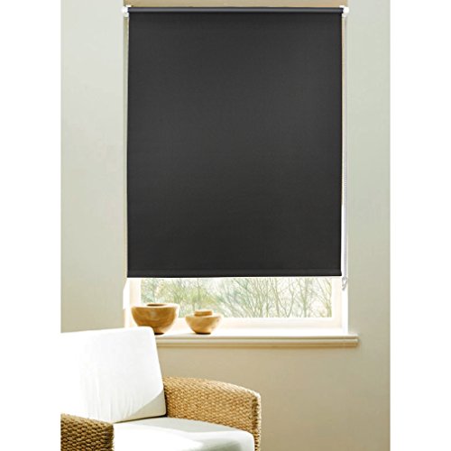 Auralum Store vénitien enrouleur occultant 70x120 cm sans percer ni visser avec l'enduit colle au dos pour fenêtres et mur noir code EAN 0602401286269 