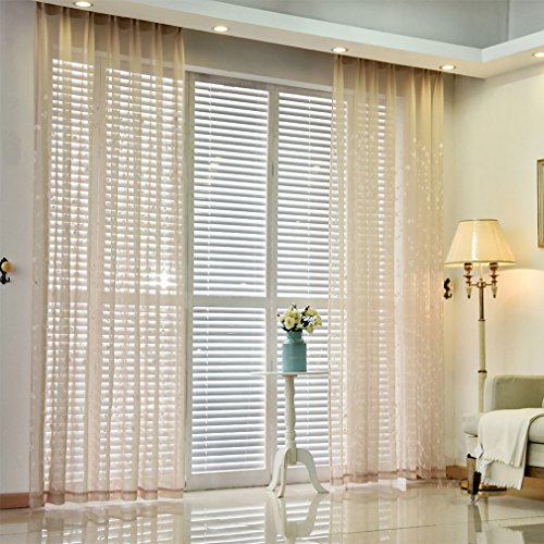 izuhause iZUHAUSE 145x245cm Rideau de Fenêtre Cafe Claire transparent en Voile rideau a patte pour Salon et Décoration de la Chambre 1 pcs code EAN 0602401347755 