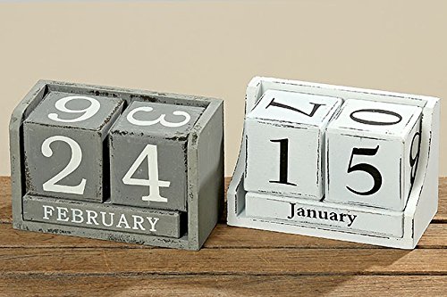 Calendrier Jones Cube bois Durée Blanc Gris, Bo...