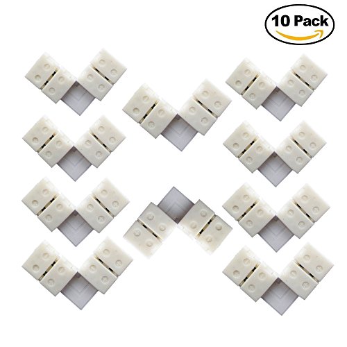 Hpowerbow Lot de 10 LED 8 mm connecteur d'angle, en forme de L connecteur rapide, connecteur Connector, lumière LED bande LED pour 5050 bande LED, LED Strip Lights, bande LED code EAN 0602456440128 