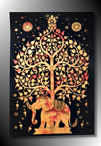 TENTURE ÉLÉPHANT - TENTURE MURALE INDIENNE ETHN...