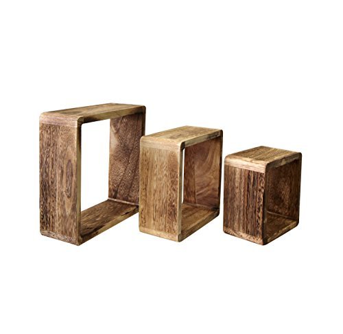 Rebecca Srl Lot 3 Etagères Carre en Bois Paulow...