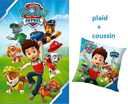 Ensemble plaid polaire PAT PATROUILLE +COUSSIN ...
