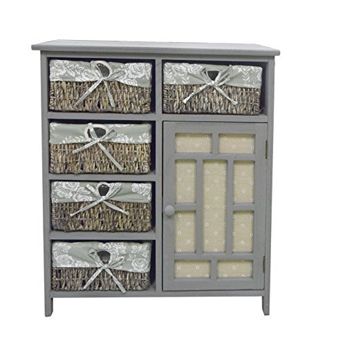 Meuble de rangement commode 5 paniers 1 porte b...